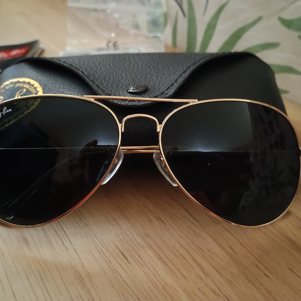 Ray-Ban Gold and Black Aviator Sunglasses